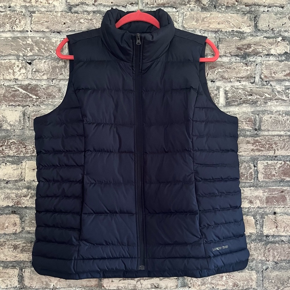 Lands' End Dark Blue Down Puffer Vest NWOT smoke & pet free home Unisex - Picture 6 of 8